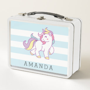 Cute Magical Unicorn Pastel colour GIRLY Metal Lunch Box