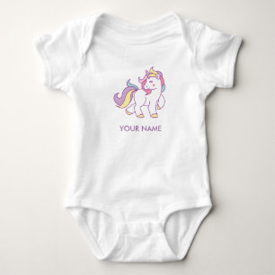 Cute Magical Unicorn Pastel colour Personalised Baby Bodysuit