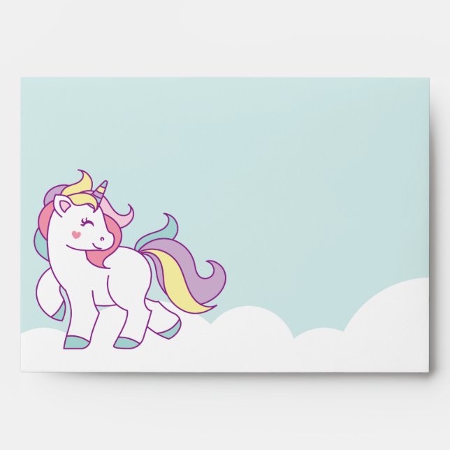 Cute Magical Unicorn Pastel colour Personalised Envelopes (Front)