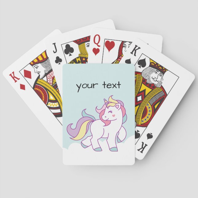 Cute Magical Unicorn Pastel colour Personalised Playing Cards (Back)