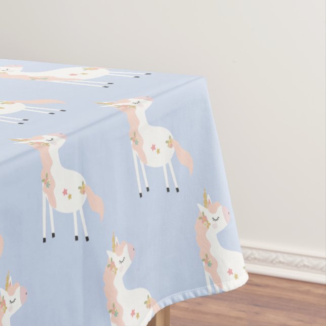 Cute Magical Unicorn Pastel Pink Purple Gold Tablecloth (In Situ)