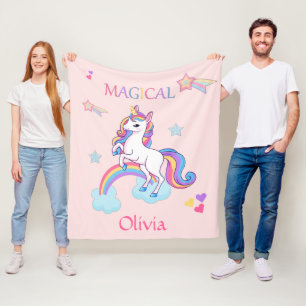 Cute Magical Unicorn Personalised Fleece Blanket