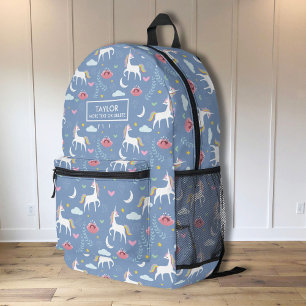Cute Magical Unicorn, Personalized Kids Name Text Printed Backpack