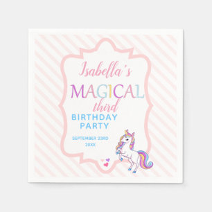 Cute Magical Unicorn Pink Birthday Party Napkin