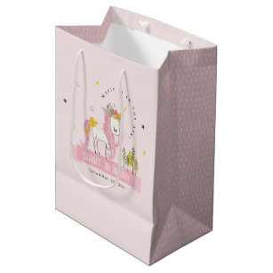 Cute Magical Unicorn Pink Blush Kids Birthday Medium Gift Bag