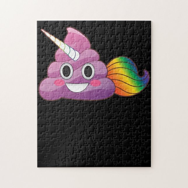 Cute Magical Unicorn Poop Emoji with Rainbow Tail Jigsaw Puzzle (Vertical)