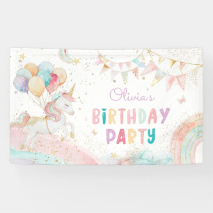 Cute Magical Unicorn Rainbow Birthday Party Banner