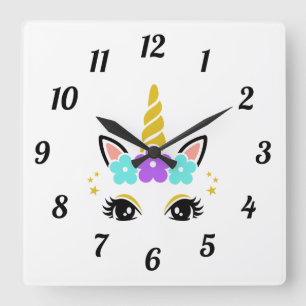 Cute Magical Unicorn Round Clock
