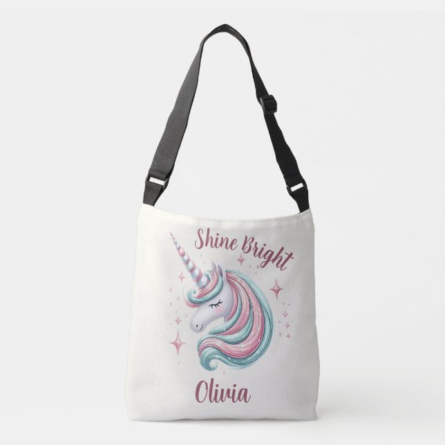 Cute Magical Unicorn Shine Bright  Crossbody Bag (Front)