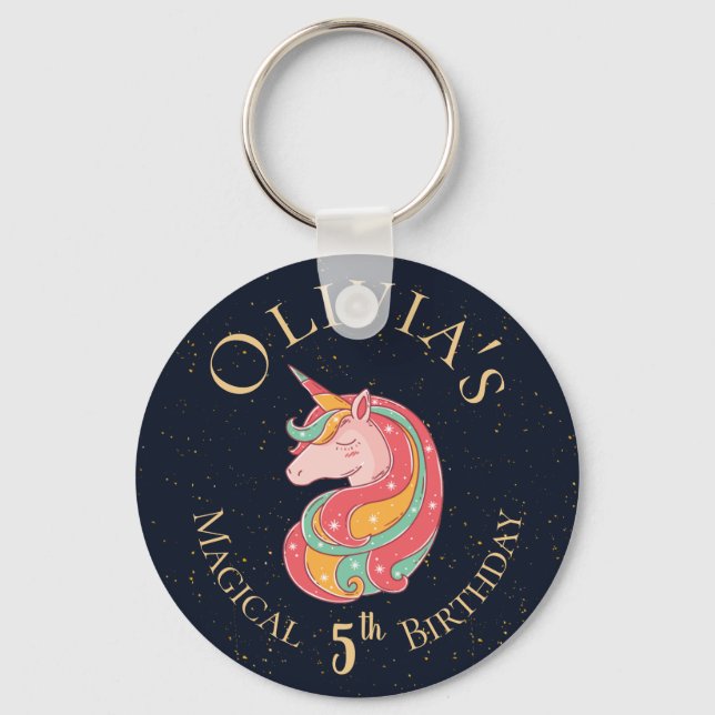 Cute Magical Unicorn Sparkle Birthday Party Favour Key Ring (Front)