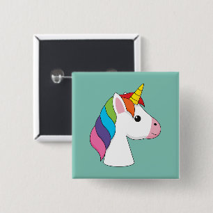 Cute Magical Unicorn with Colourful Hair 15 Cm Square Badge