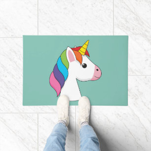 Cute Magical Unicorn with Colourful Hair Doormat