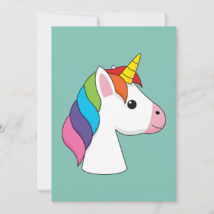 Cute Magical Unicorn with Colourful Hair Holiday Card