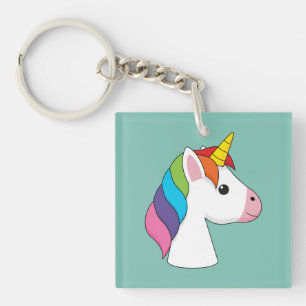 Cute Magical Unicorn with Colourful Hair Key Ring