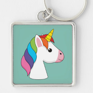 Cute Magical Unicorn with Colourful Hair Key Ring
