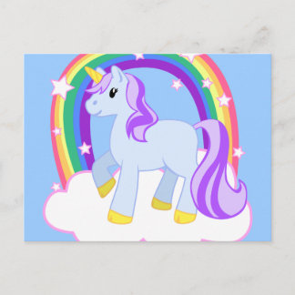 Cute Magical Unicorn with rainbow (Customisable!) Postcard