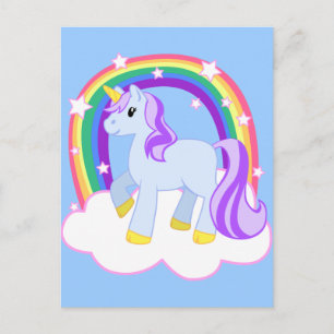 Cute Magical Unicorn with rainbow (Customisable!) Postcard
