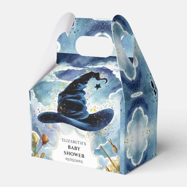 Cute Magical Wizard Hat Baby Shower Favour Box (Front Side)