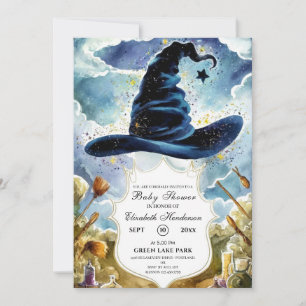 Cute Magical Wizard Hat Baby Shower Invitation