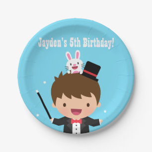Cute Magician Boy Kids Magic Birthday Party Paper Plate