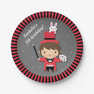 Cute Magician Girl Kids Magic Birthday Party Paper Plate