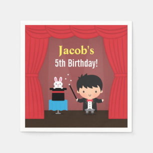 Cute Magician Kids Magic Birthday Party Napkin