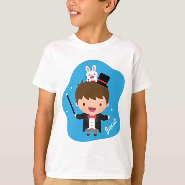 Cute Magician Magic Bunny Trick For Kids T-Shirt (Front)