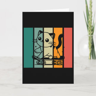 Cute Magnificent Skateboarding Cat Vintage Style D Card