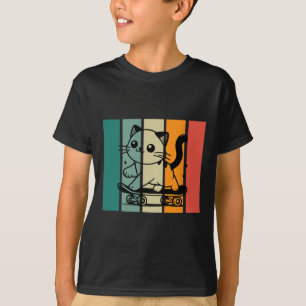 Cute Magnificent Skateboarding Cat Vintage Style D T-Shirt