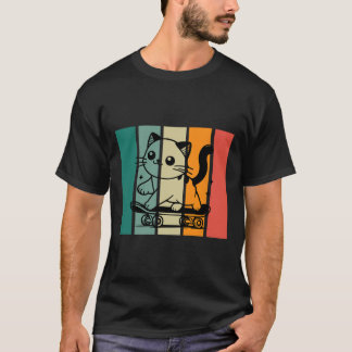 Cute Magnificent Skateboarding Cat Vintage Style D T-Shirt