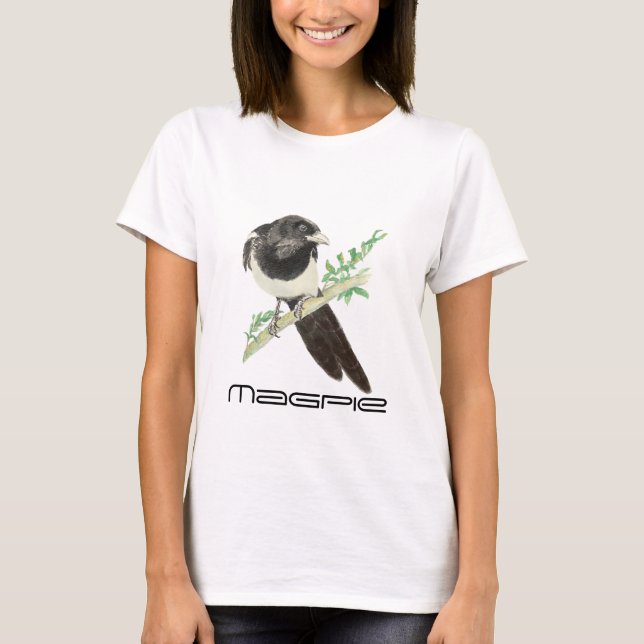 Cute Magpie Bird, Birding, Nature, Wildlife,Garden T-Shirt (Front)