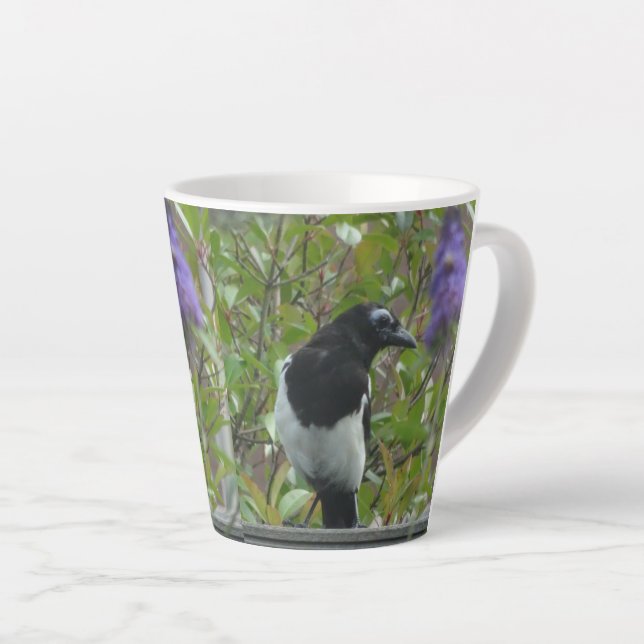 Cute Magpie Latte Mug (Right Angle)