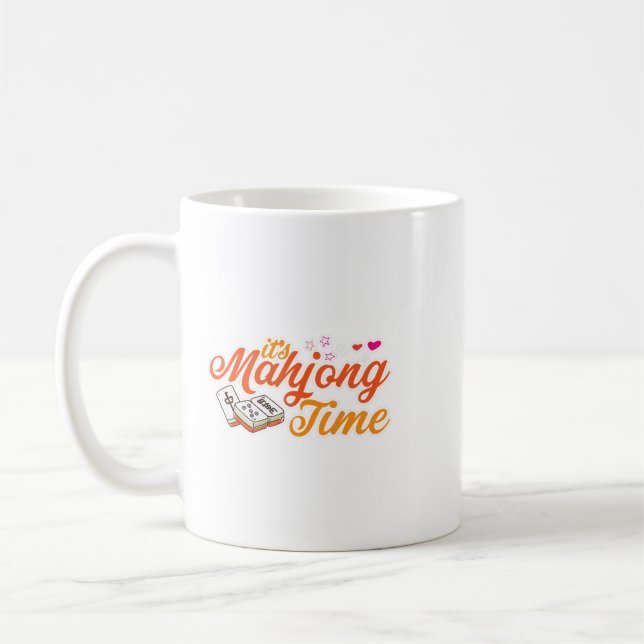 Cute Mahjong Players Its Mahjong Time Mahjong Love Coffee Mug (Left)
