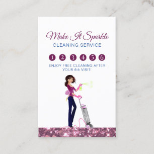 Cute Maid Cleaning Service Loyalty Card