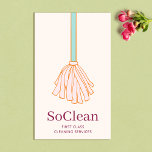 Cute Maid House Cleaner Cleaning Services Pink Mop Business Card<br><div class="desc">Cute cartoon style vector illustration of maid's house cleaning floor mop. For additional matching marketing materials please contact me at maurareed.designs@gmail.com. For more premade logos visit logoevolution.co. 
Original design by Maura Reed.</div>