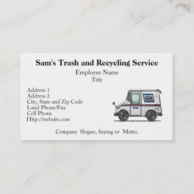 Cute Mail Truck Business Card (Front)