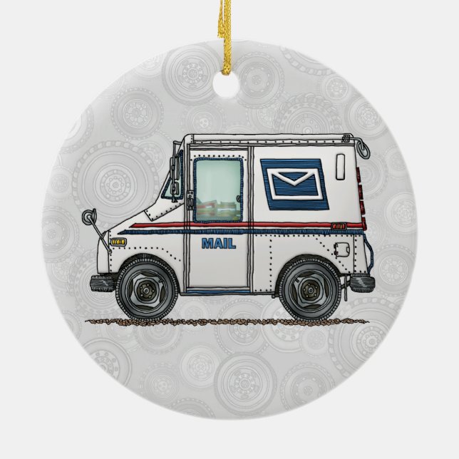 Cute Mail Truck Ceramic Tree Decoration (Back)
