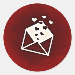 Cute Mail with Love Hearts Valentine's Day Classic Round Sticker
