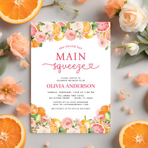 Cute Main Squeeze Citrus Bridal Shower Orange Invitation
