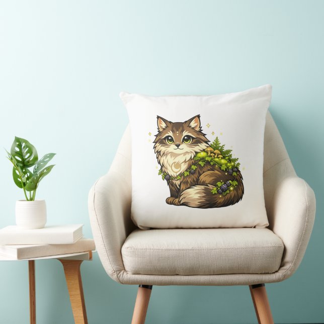 Cute Maine Coon Cat Custom Name Accent Cushion (Chair)