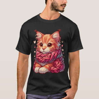 Cute Maine Coon Cat In Yarn Scarf T-Shirt