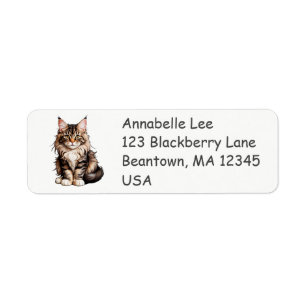 Cute Maine Coon Cat Label