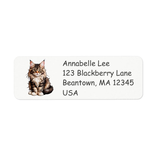 Cute Maine Coon Cat Label (Front)