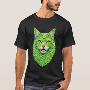 Cute Maine Coon Cat with Shamrocks Art St Patricks T-Shirt