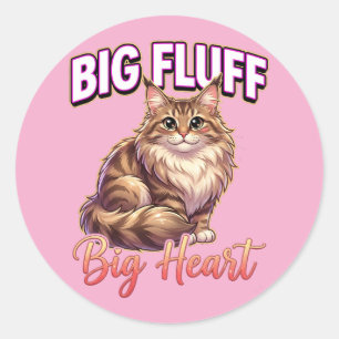 Cute Maine Coon Valentine – Big Fluff Big Heart Classic Round Sticker