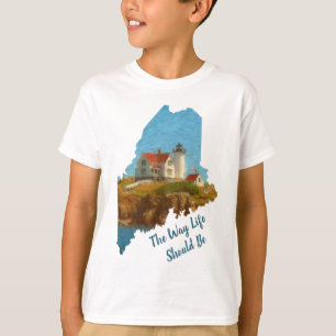 Cute Maine Saying Nubble Lighthouse Kids T-Shirt