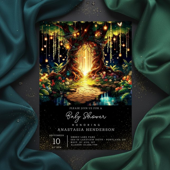 Cute Majestic Enchanted Forest Baby Shower Invitation (Creator Uploaded)
