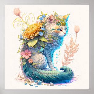 Cute Majestic Kitty Cat Illustration Poster