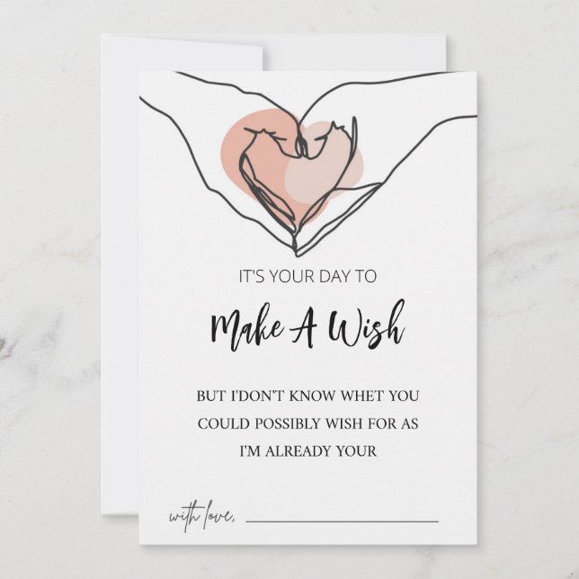 Cute Make A Wish  Line Art  Birthday Card,  Invitation (Front)