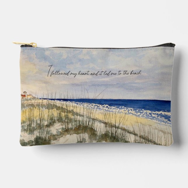 cute make up zipper pouch beach design (Front)